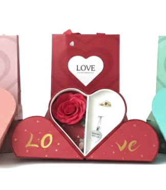 Heart BOX with Ring & Chain & Rose